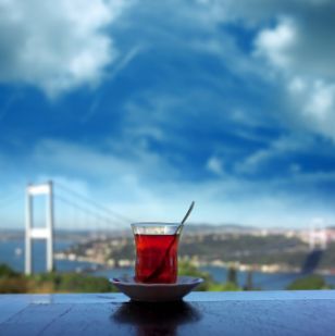 Glass of tea and Istanbul